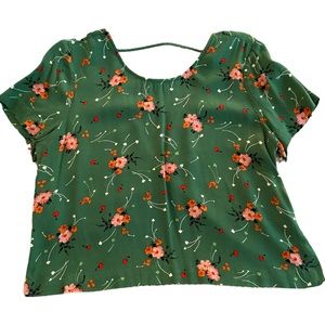 & Other Stories Cropped Green Floral Top - Size 12